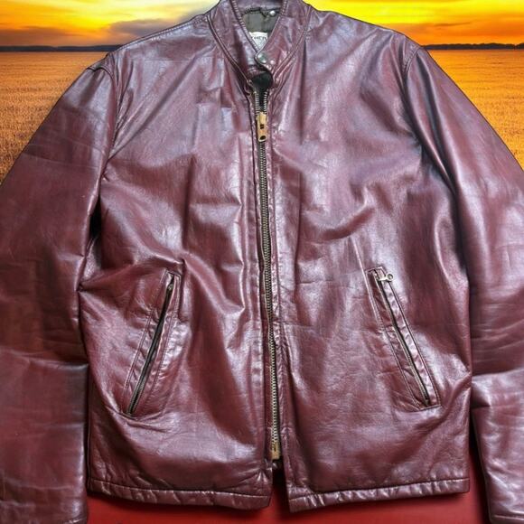 Vintage 50s/60s RARE Burgundy Riding Motorcycle Men’s 40 Medium Jacket - Picture 1 of 16